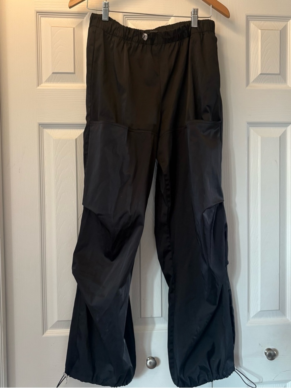 ZARA‎ Black Utility Cargo Pants Elastic Waist Techwear Size S - Picture 2 of 7